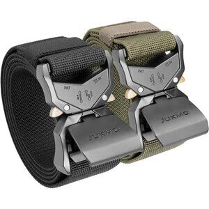 Tactical Belt,2Pack Military HikingRigger 1.5"Nylon Web WorkBelt with Heavy Duty